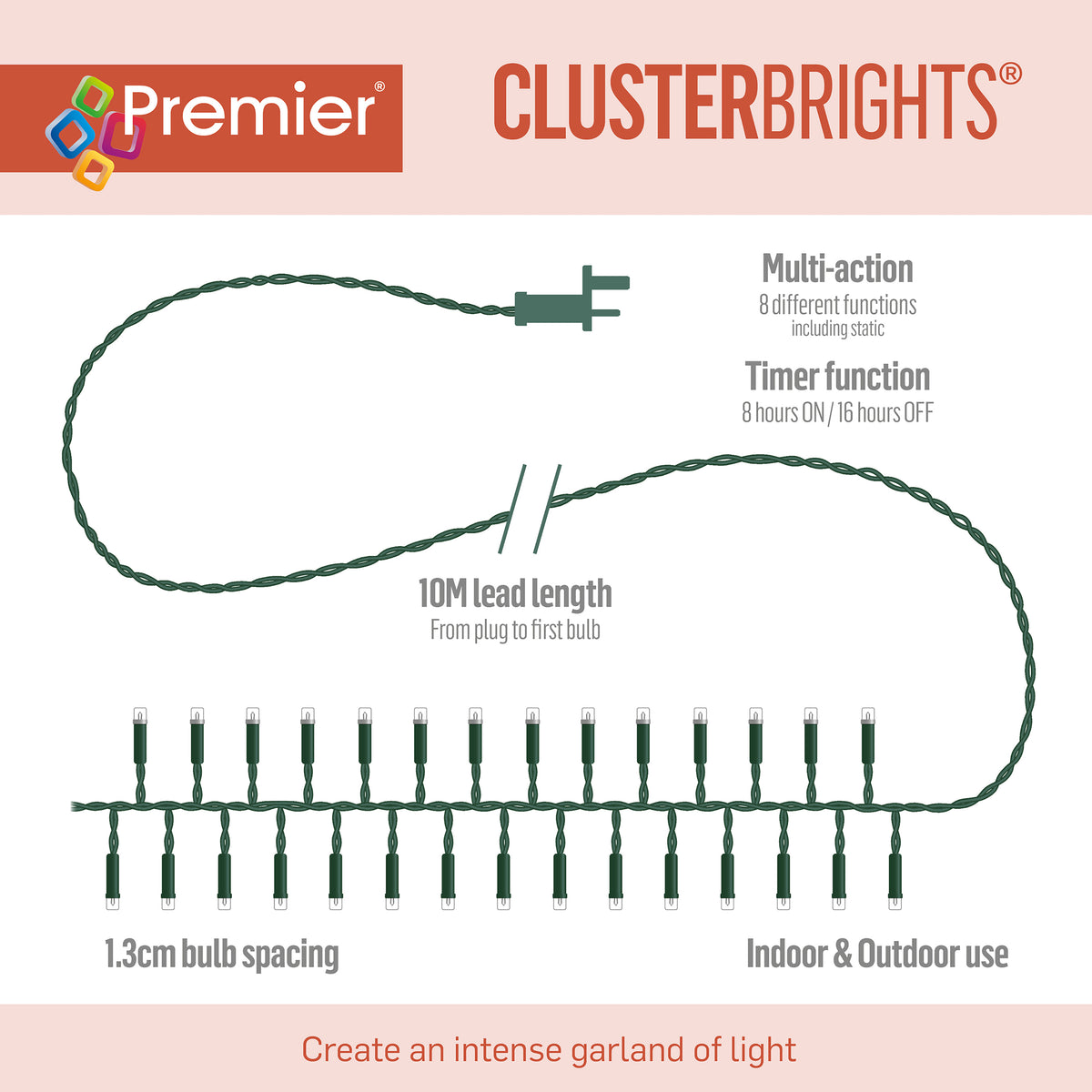 2000 LED Clusterbrights C/Timer Warm White