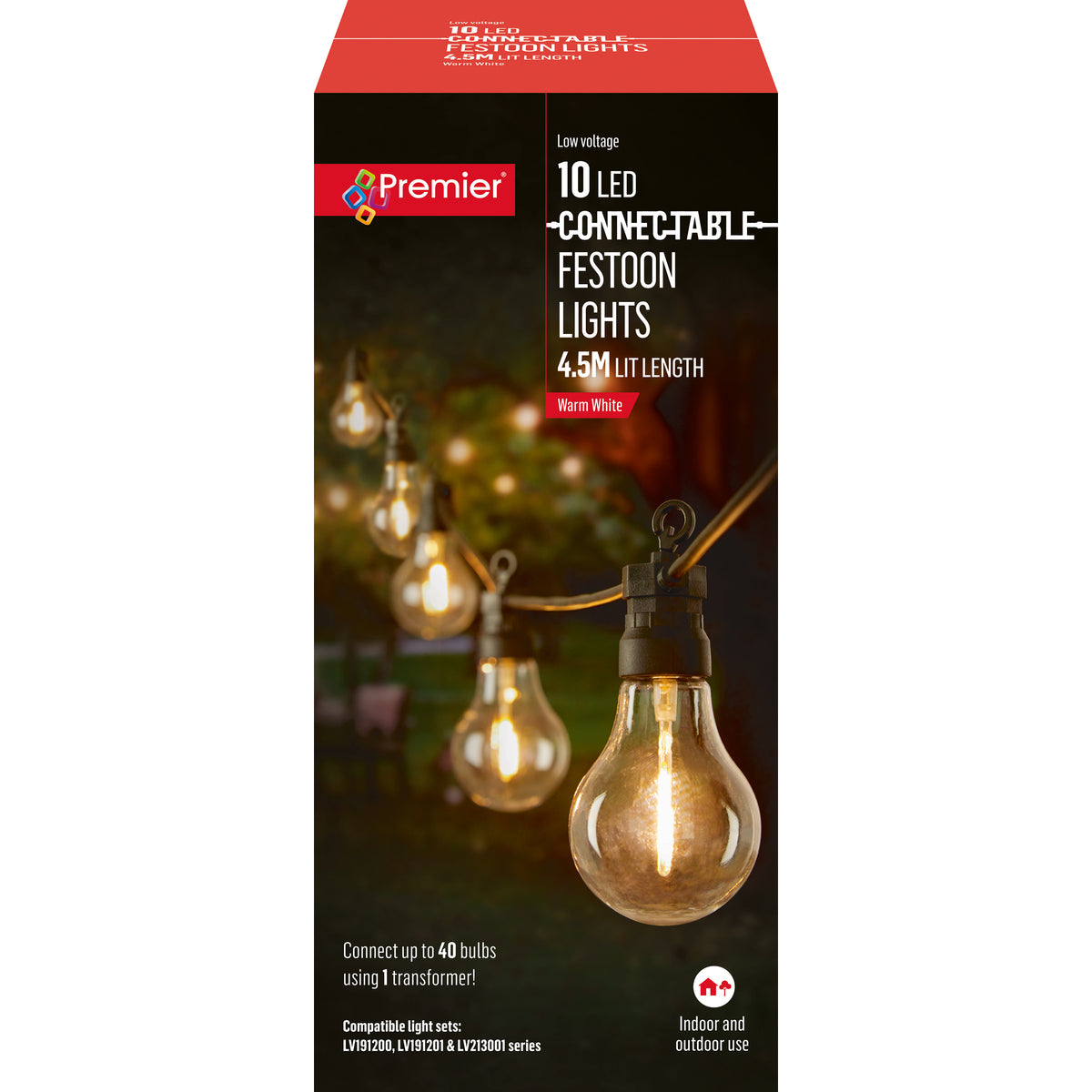 Premier 10 Outdoor Connectable Festoon Party Lights - Warm White