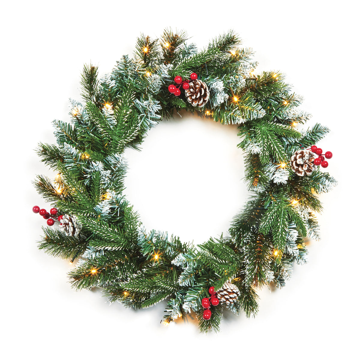 Premier Battery Operated Pre-Lit Wreath with warm white LED lights - 50CM