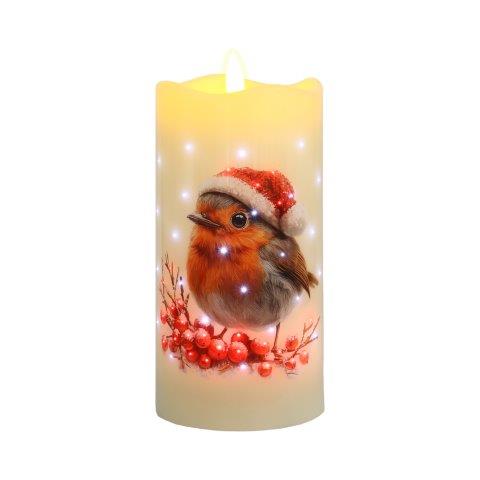LED Robin Candle 7.5cm x 15cm