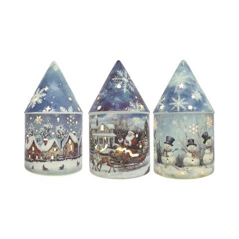 Cermic House which soft warm light with 3 christmas scenes