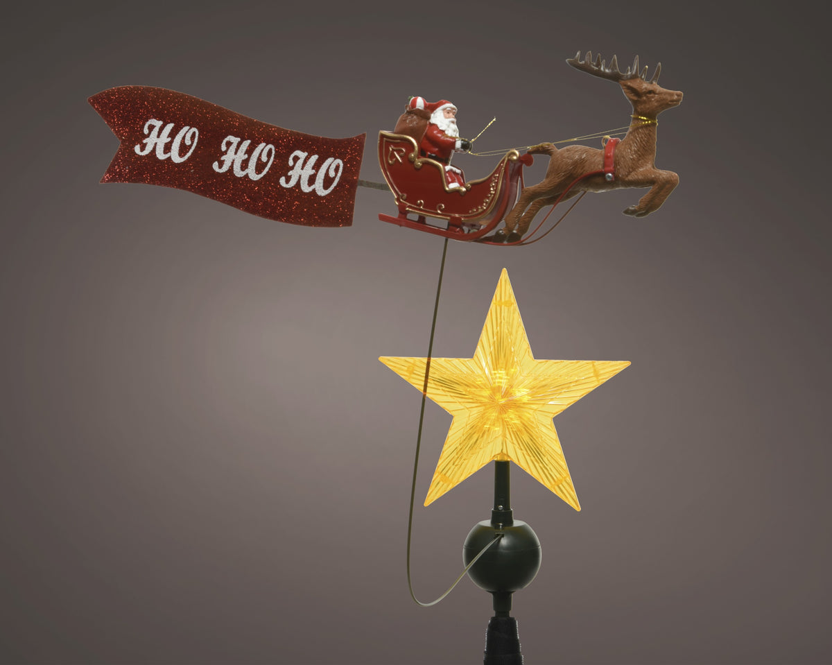 LED Treetopper with santa on sleigh steady indoor