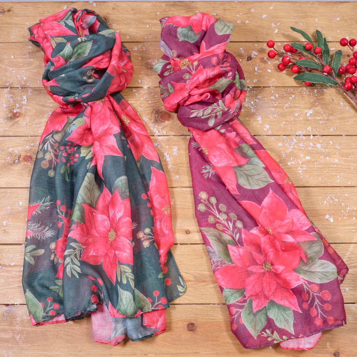 Poinsettia Repeat Pattern Scarf
