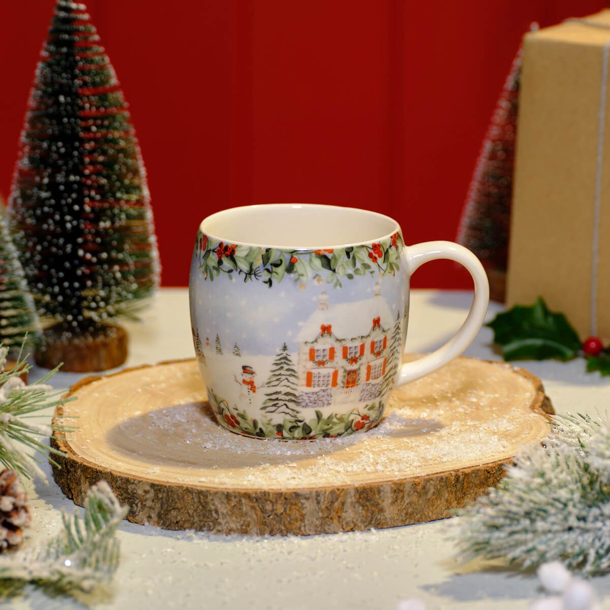 Christmas Cottage Scene Stoneware Mug