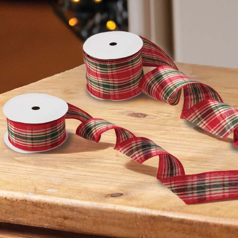 38mm Checked Premium Wired Ribbon, 3m
