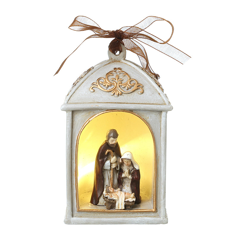 White Resin LED Nativity Hanging Decor