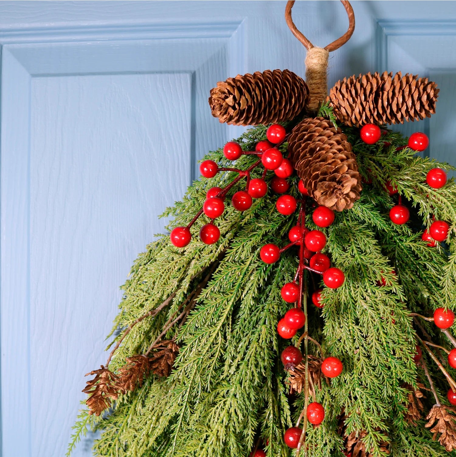Real Touch Cupressus With Berries and Pine Cone Swag