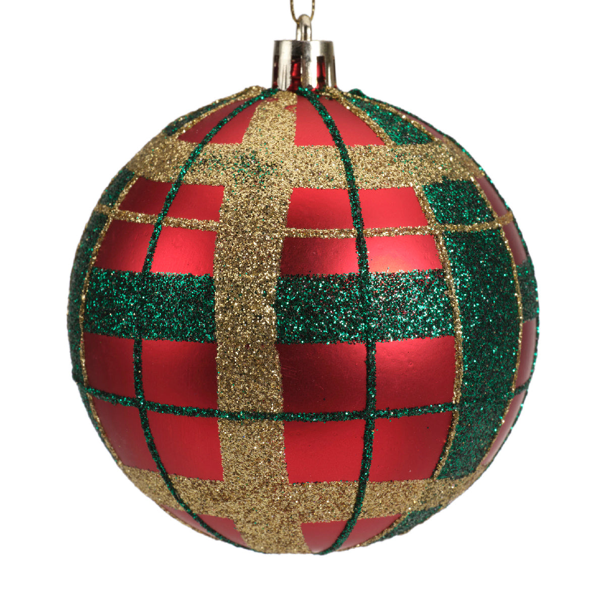 Green ,red and gold bauble with Glitter