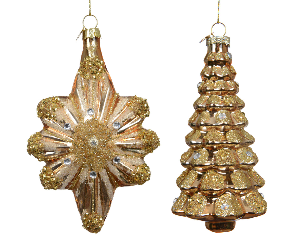Gold Glitter Tree Decorations