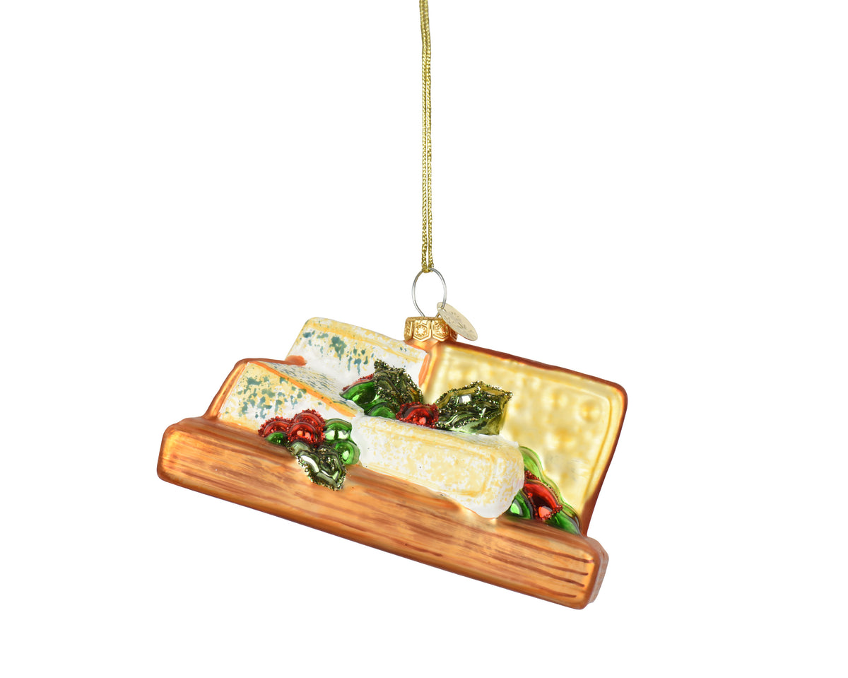 Cheese Board with Berry Leave Glass Tree Ornament