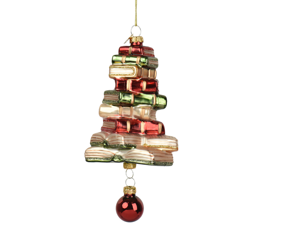 Glass Book Stack Tree Decoration