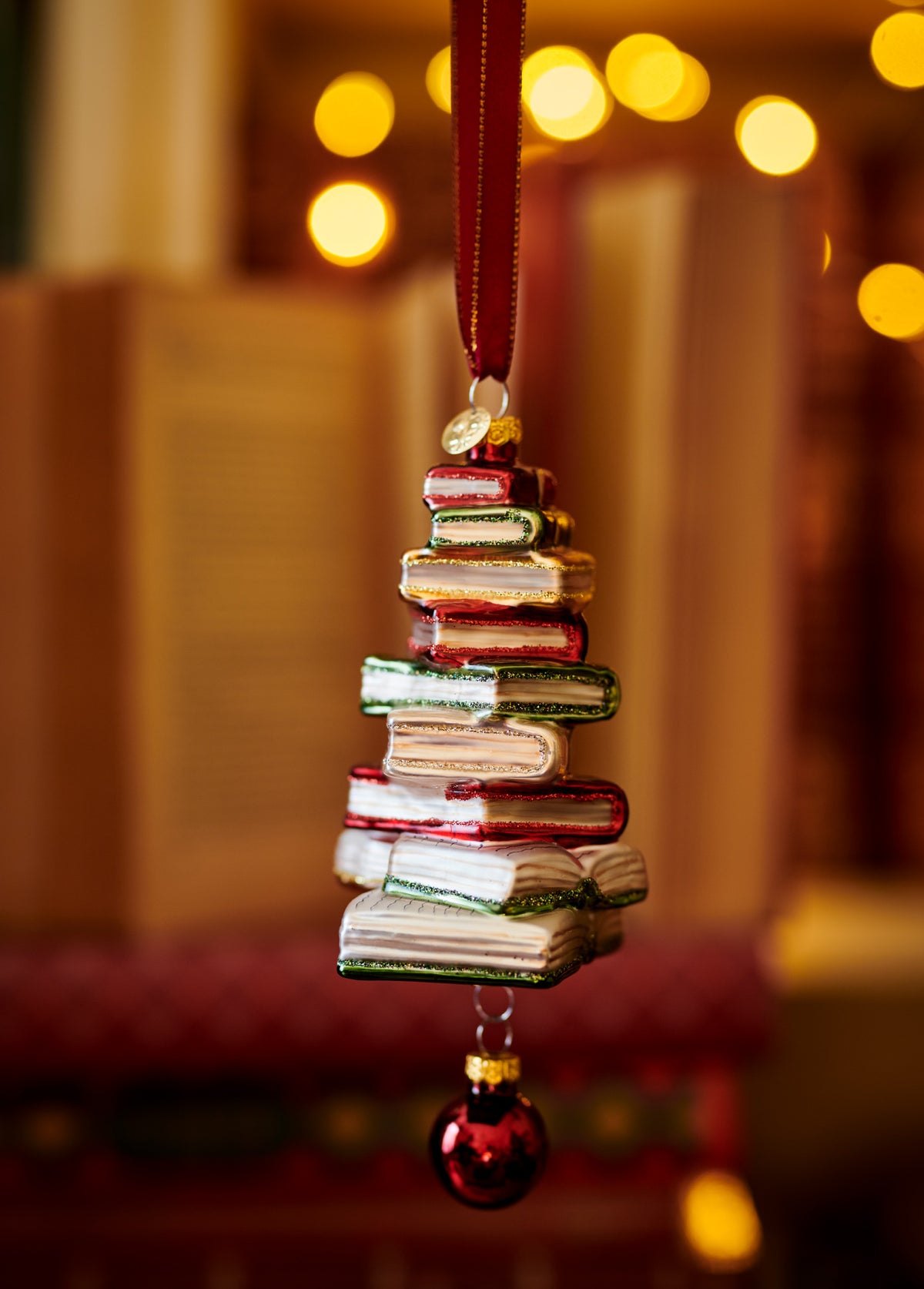 Glass Book Stack Tree Decoration