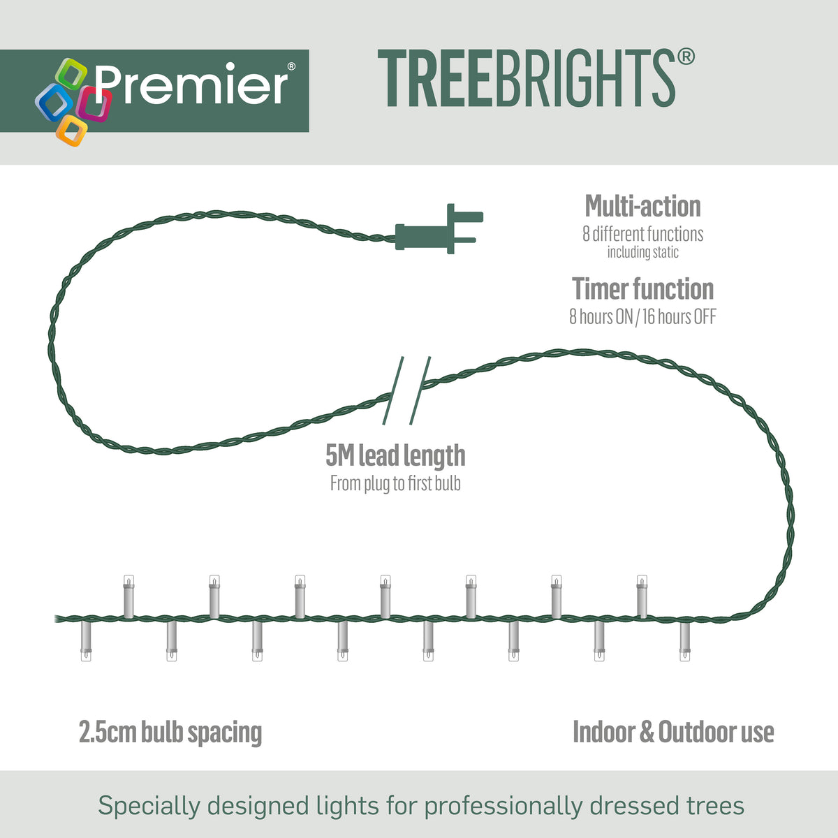 Premier 240 LED Multi-Action Treebrights with Timer - White
