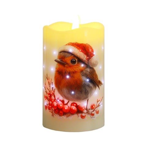 LED Robin Candle 7.5c, x 12.5cm