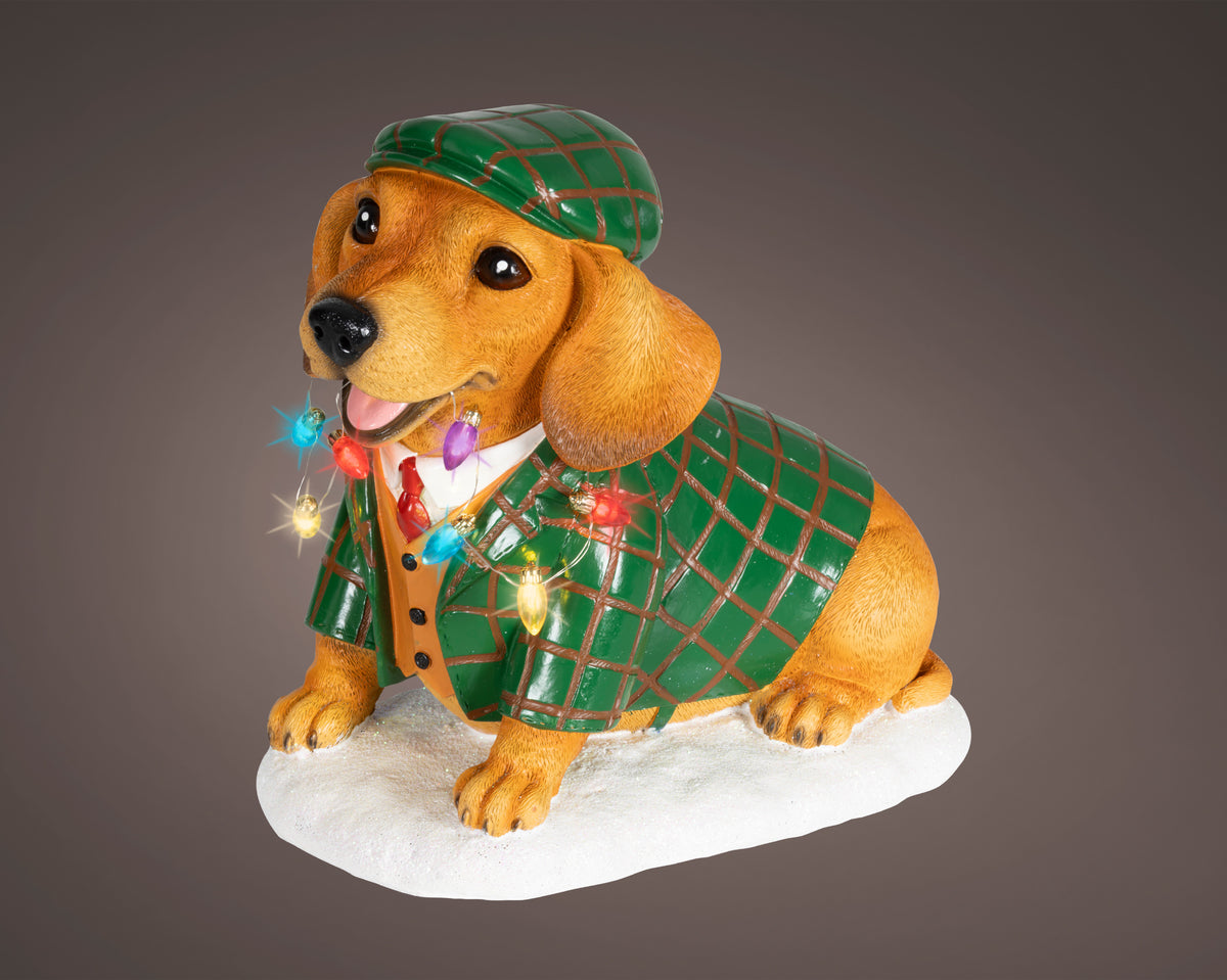 Dog Holding Lights Christmas Decoration