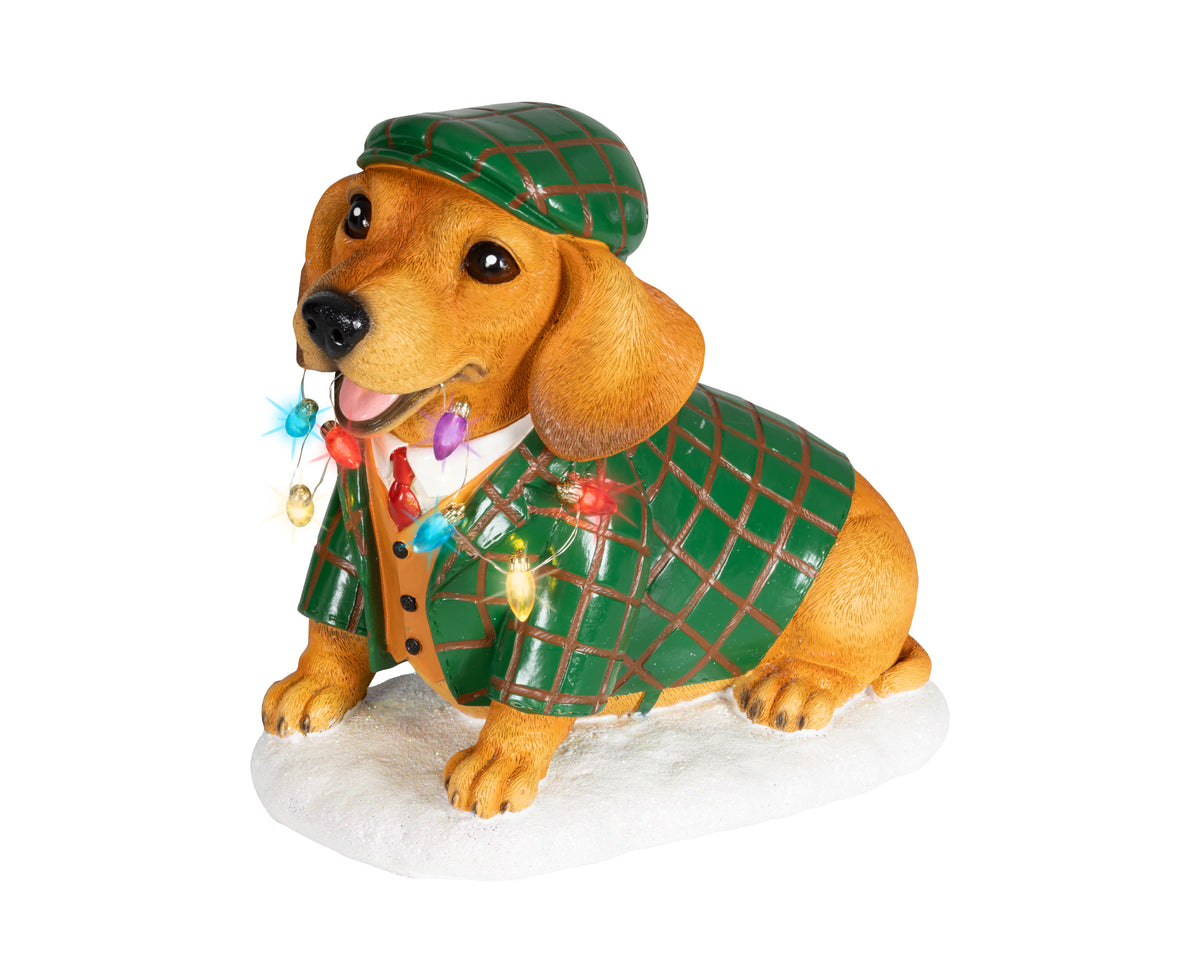 Dog Holding Lights Christmas Decoration