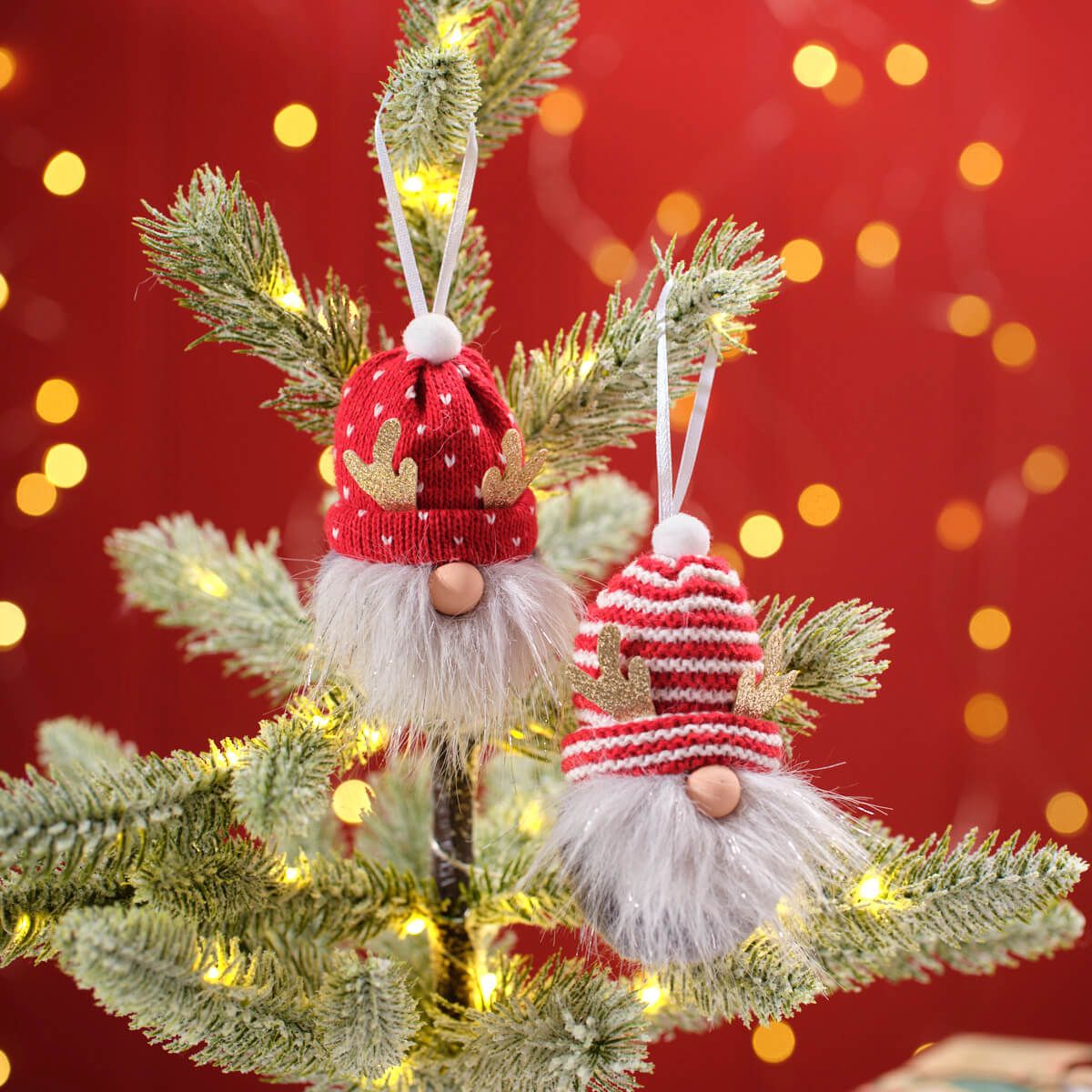 Christmas Red Spot & Stripe Fabric Hat Gonk