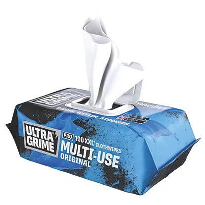 Pack of Ultra Grime Multi-Use Cloth Wipes on a white background