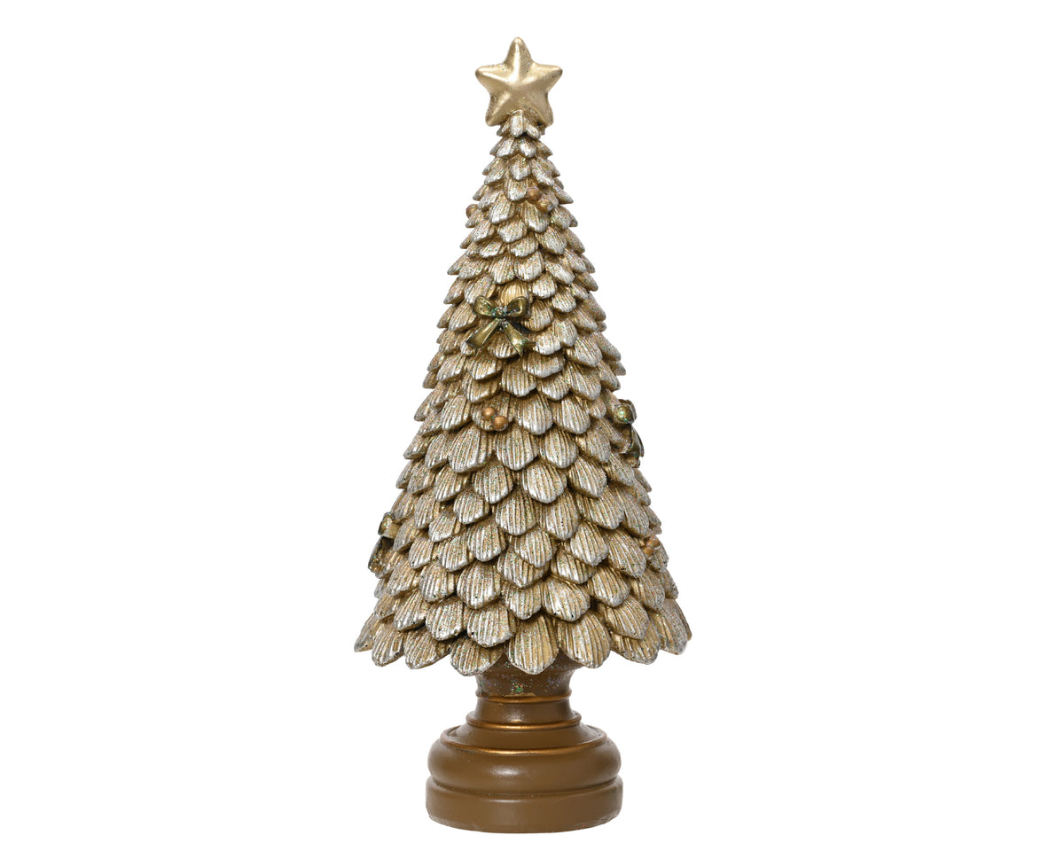 Polyresin Gold Tree with Glitter