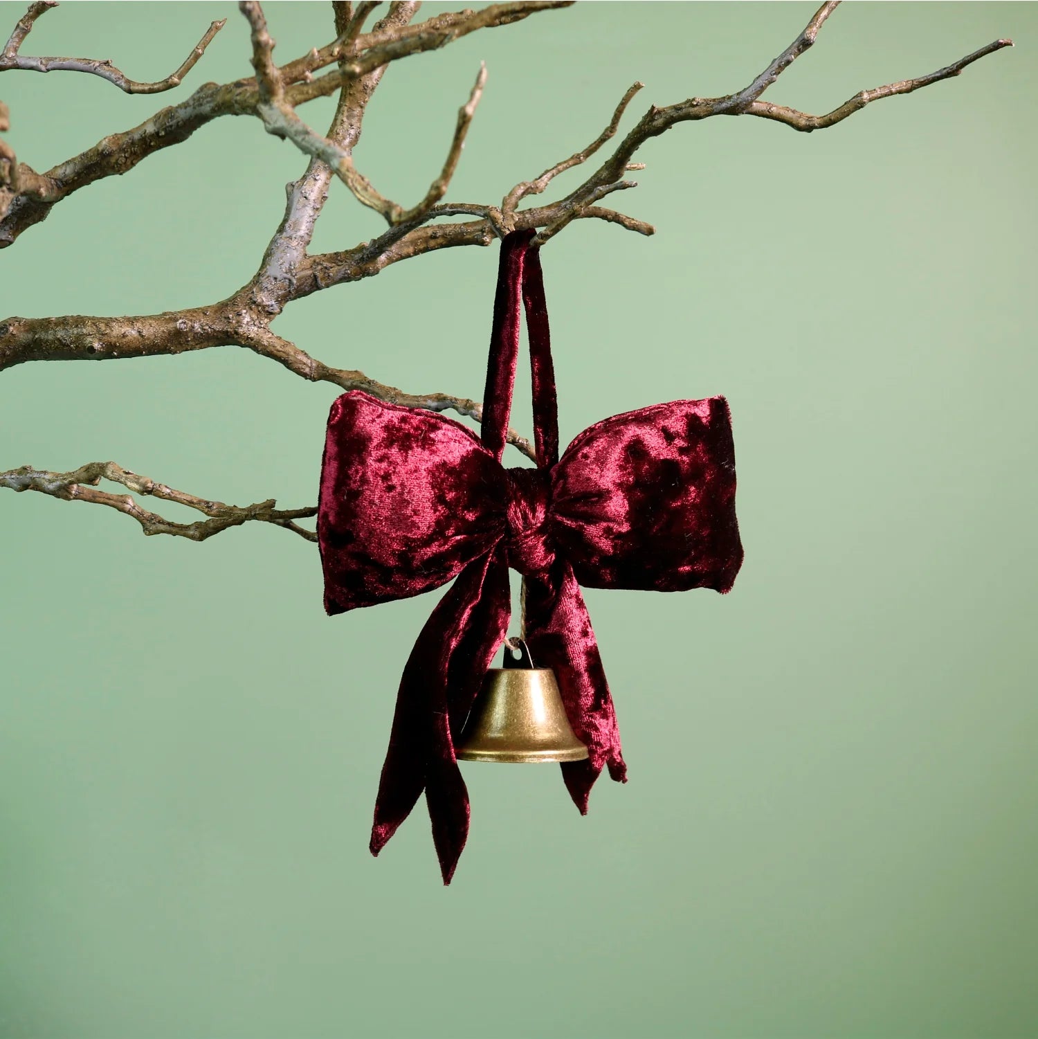 Festive Hanging Velvet Bow - Burgundy