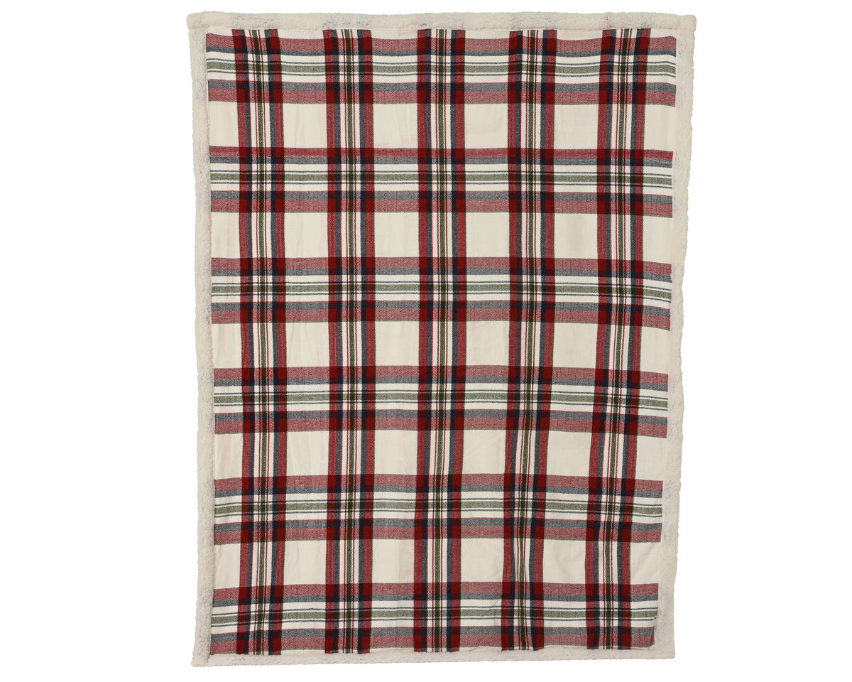 Christmas Throw with Check Pattern | Red/White