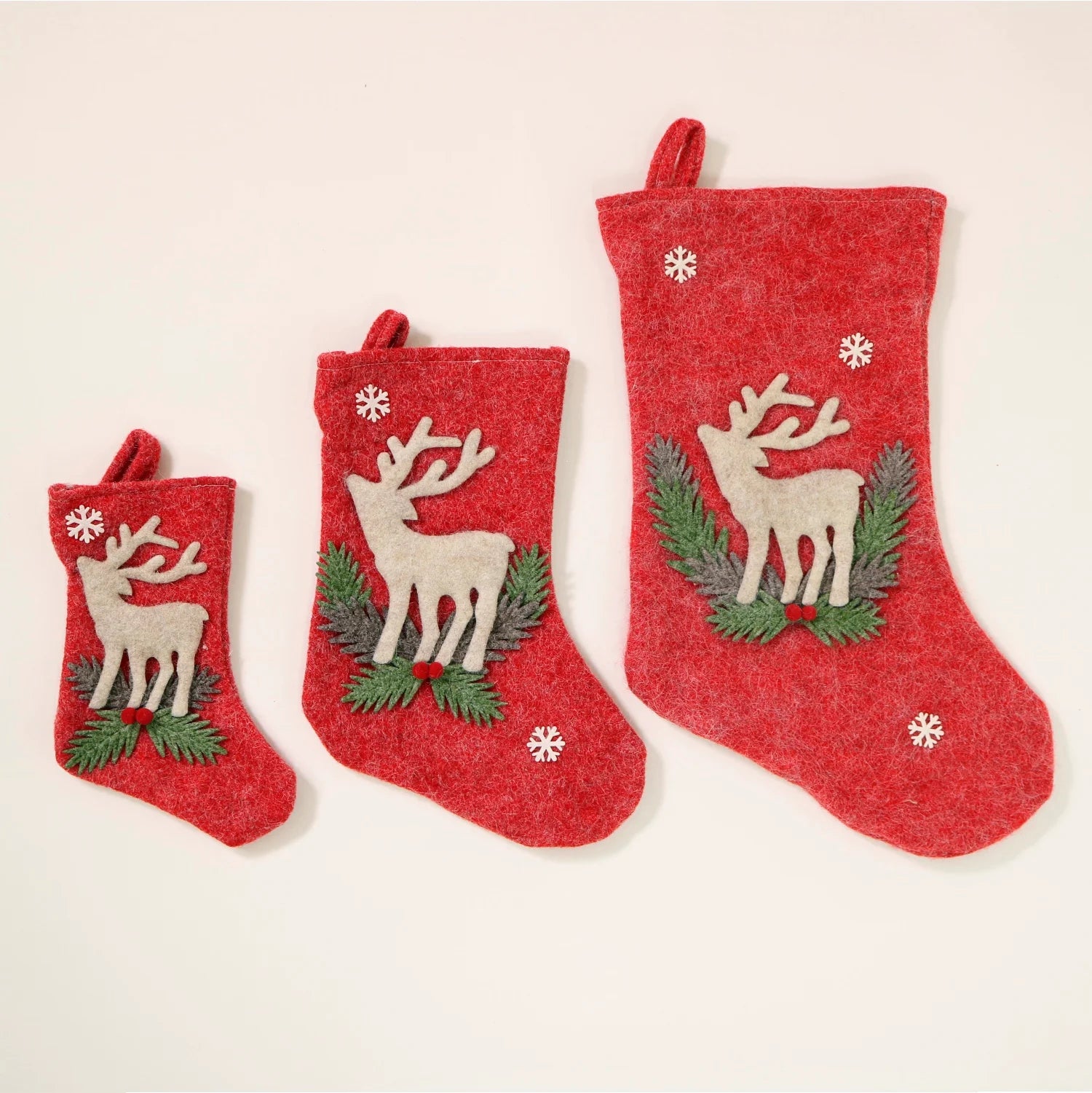 Festive Reindeer Stockings Set of 3