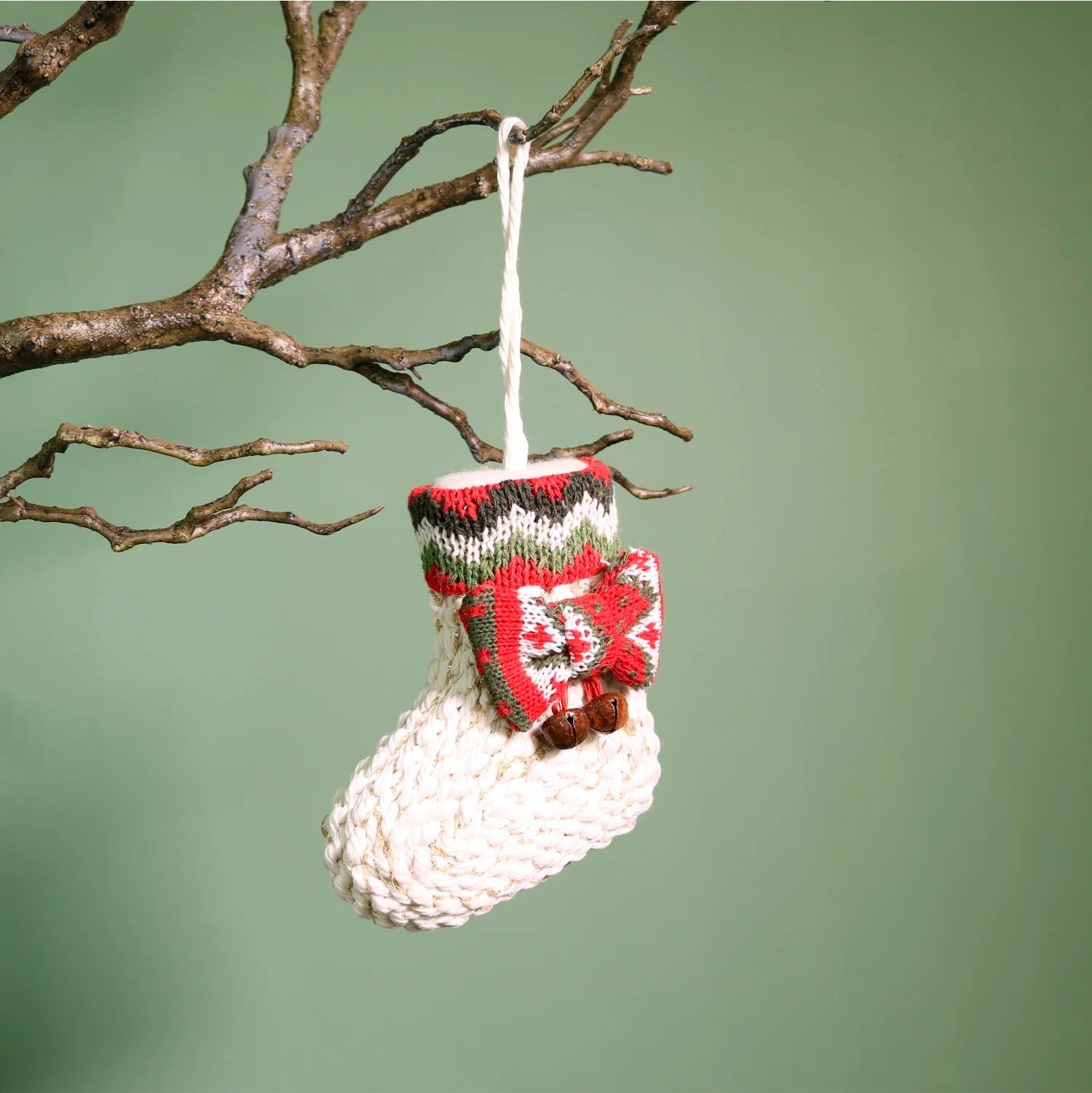 Festive Two Tone Woven Stocking