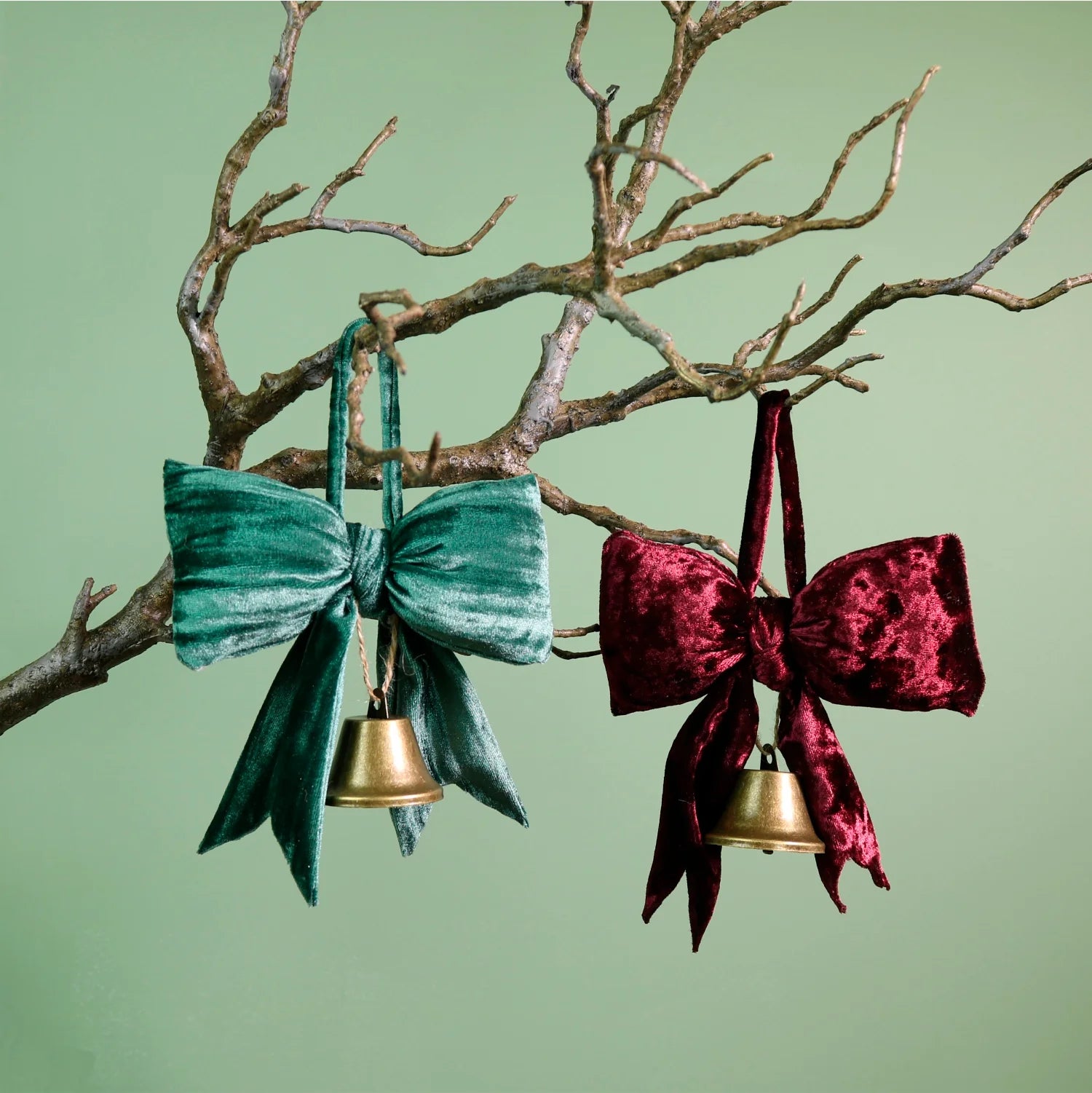 Festive Hanging Velvet Bow - Burgundy