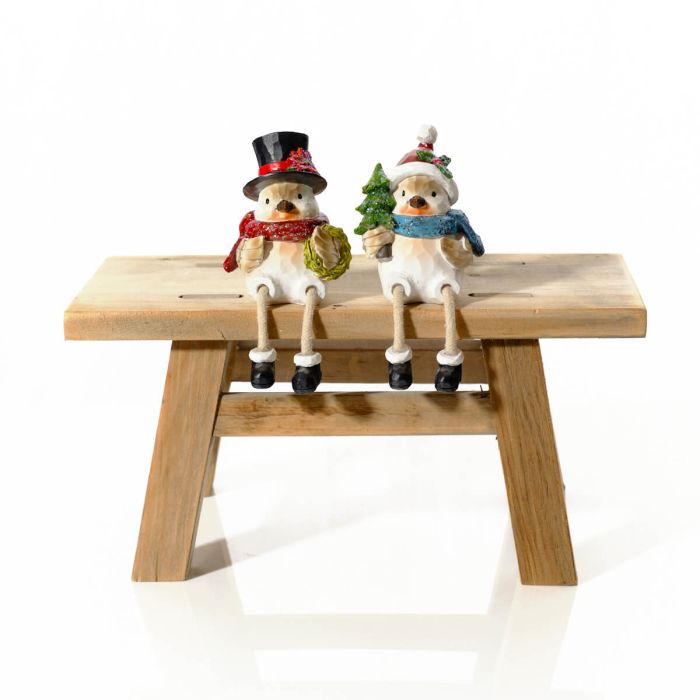 Festive Robin Resin Mr & Mrs Robin Shelf Sitter