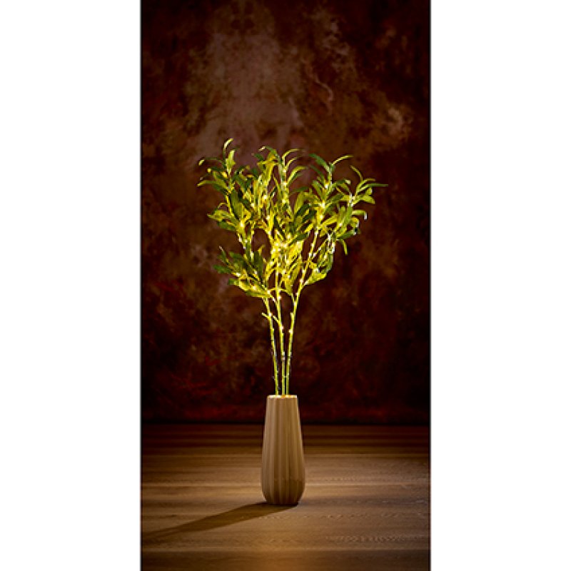 90cm Set of 3 Lit Mistletoe Leaf Twigs with 90 Warm White LED