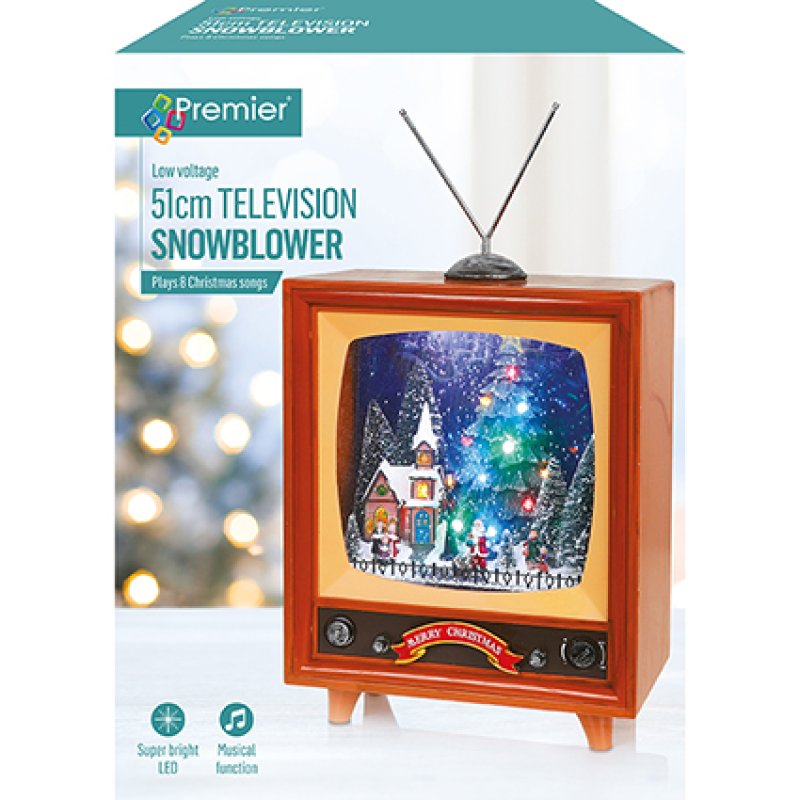 51cm Lit Musical TV Snow Blower with Village Scene