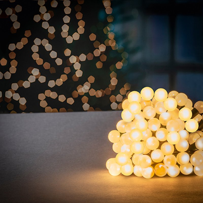 100 Multi Action Pearl Berry Lights with Warm White LED