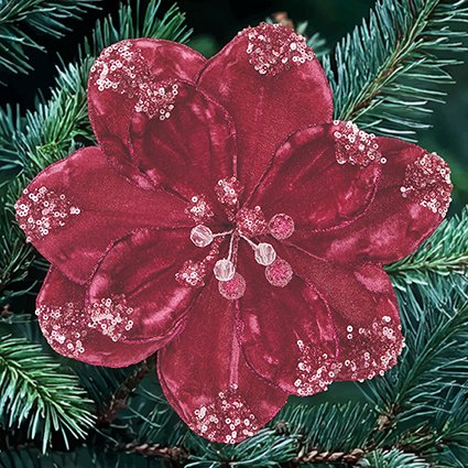 Plum Berry Magnolia with Sequins Clip On 24cm