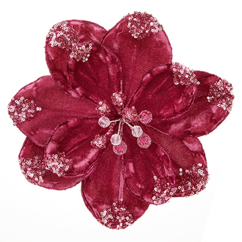 Plum Berry Magnolia with Sequins Clip On 24cm