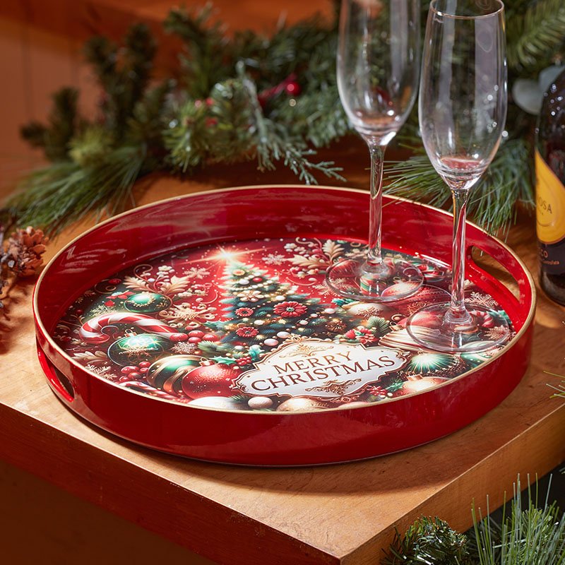 Merry Christmas DecorTray - Round