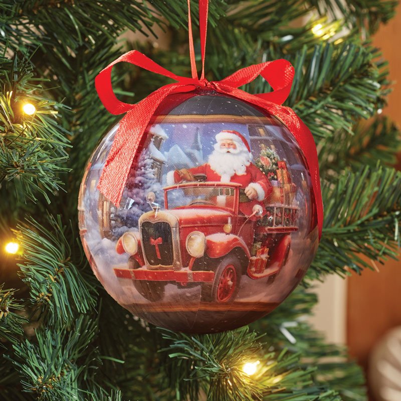 12cm Vintage Baubles - Driving Santa, POS 12