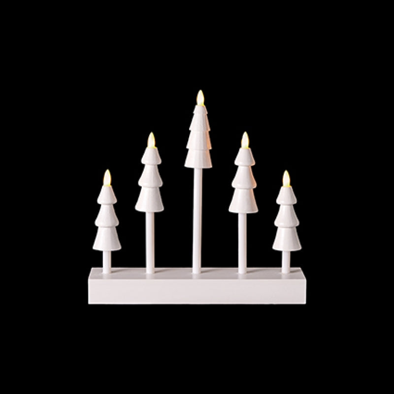 B-O Lit Wood White Trees Candle Bridge with 5 LED 26cm