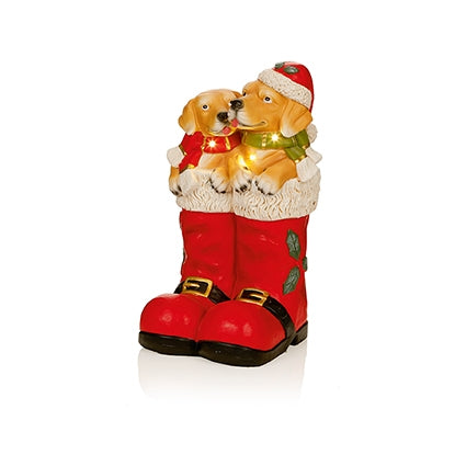 44cm B-O Lit MGO Dogs in Santa Boots