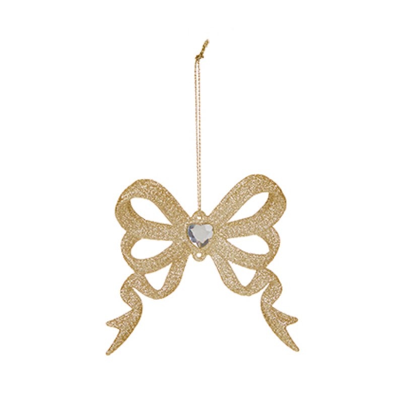 10cm Champagne Gold Bow Hanging Decoration