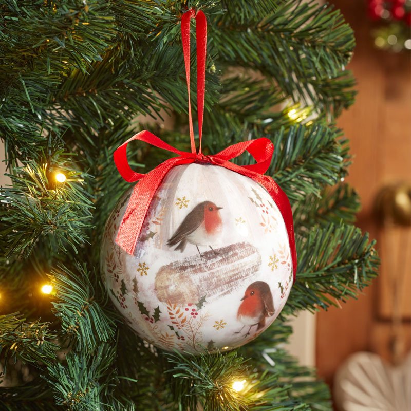 12cm Vintage Baubles - Robin, POS 12