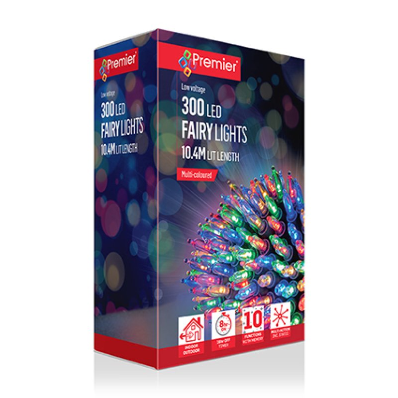 300 Multi Action Fairy Cap Light String with Multi Colour LE