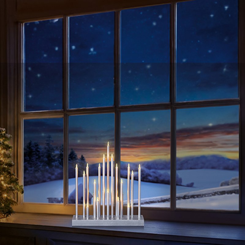 33cm Silver Candle Bridge with 20 LED