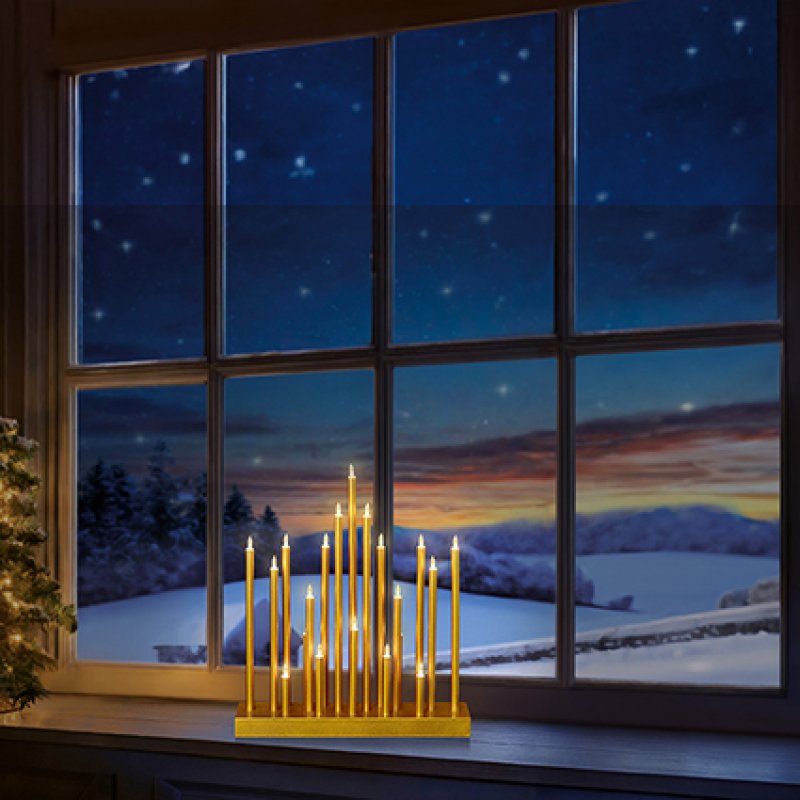 33cm Gold Candle Bridge with 20 LED