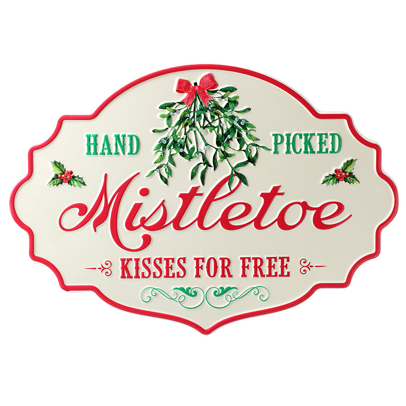 White Misteltoe Kisses Sign