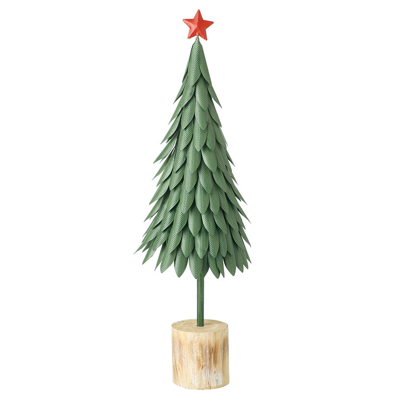 Green Metal Tree on Log