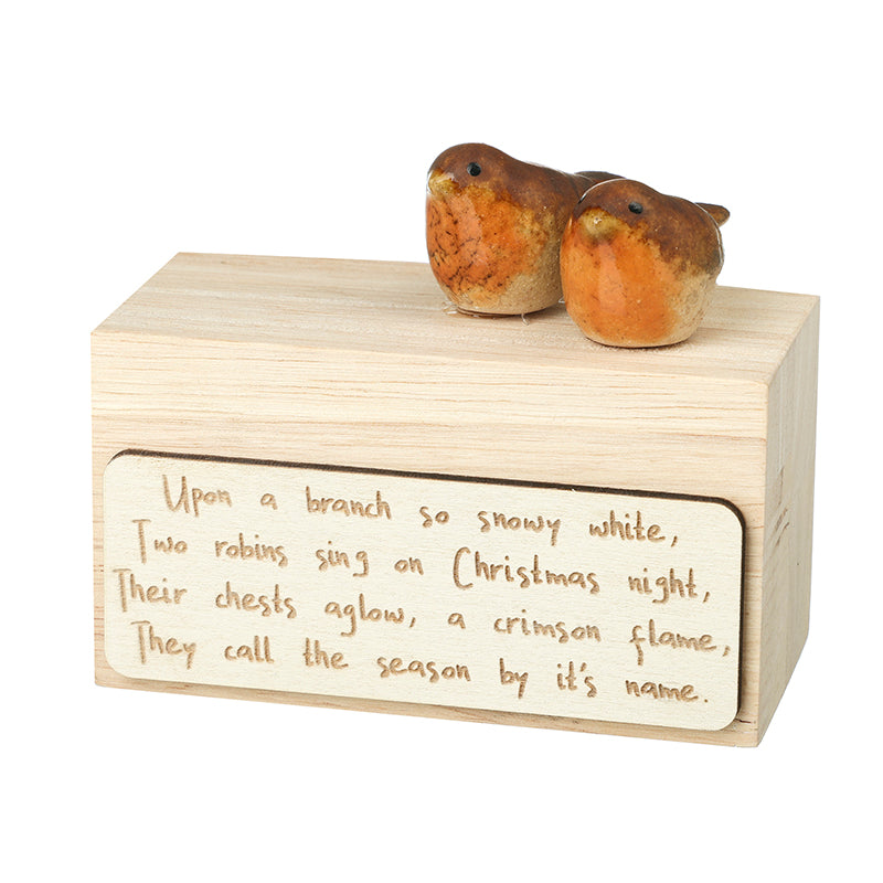 Robins on Wood Block upon a Branch