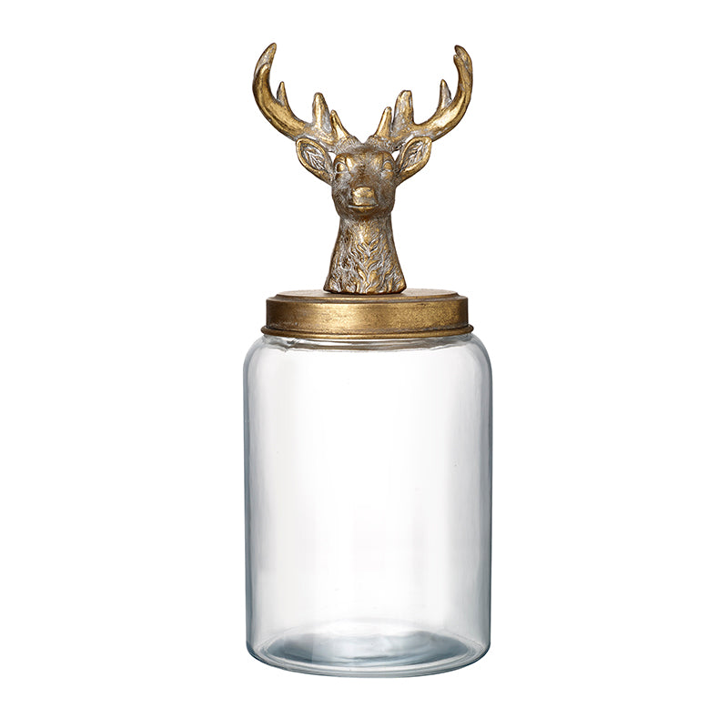 Deer Top Glass Jar