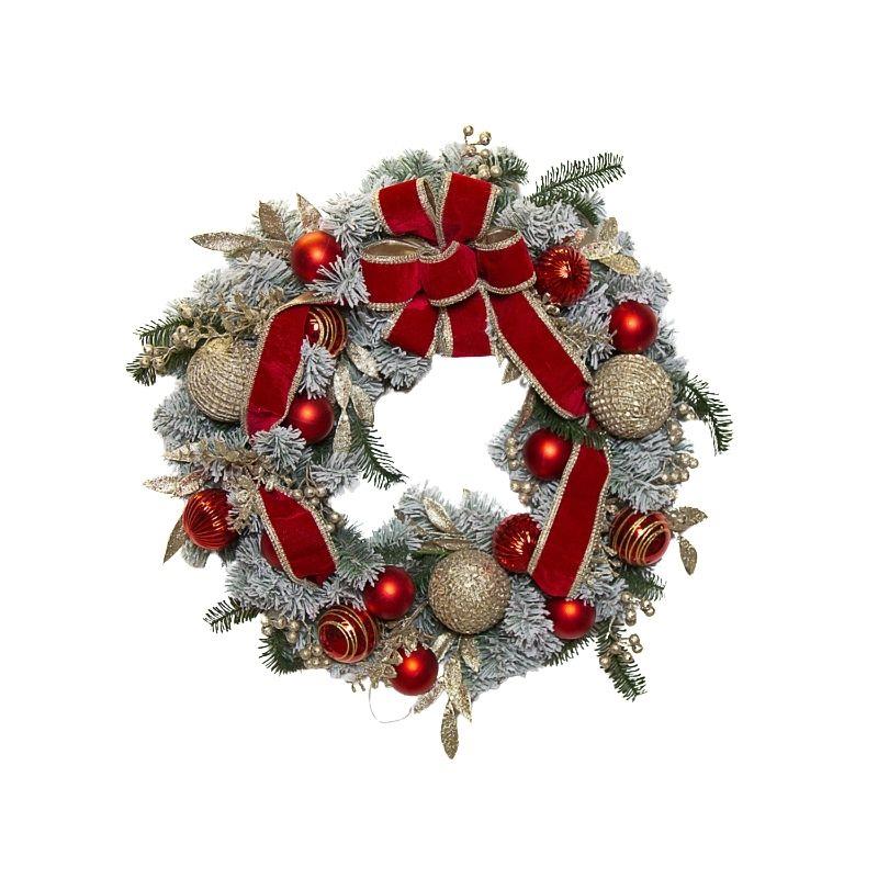 Luxury Red & Gold Bow Wreath 76C