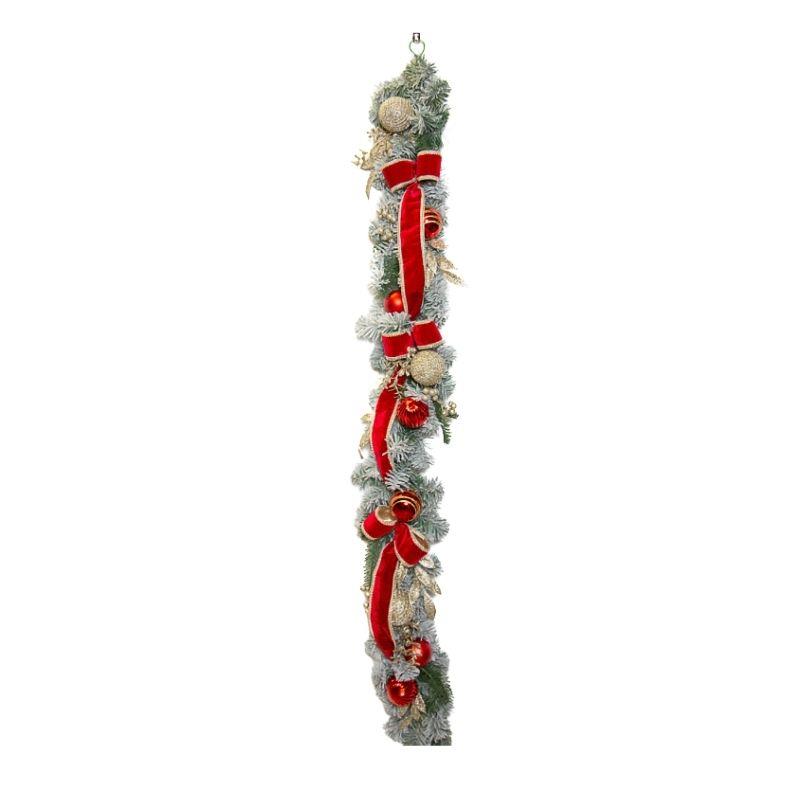 Luxury Red & Gold Bow Gardland 183cm