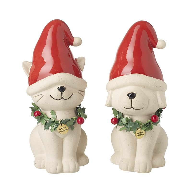 Cat & Dog in Christmas Hats